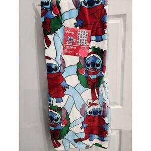 Disney Lilo & Stitch Christmas Holiday Soft Plush Throw Blanket Wreath Santa Hat